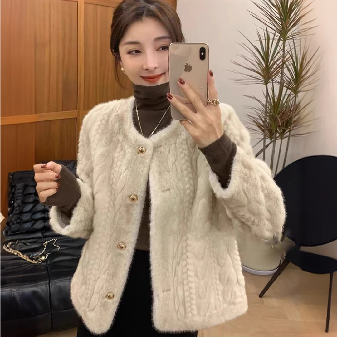 毛毛一体外套女2025新款秋冬时尚宽松小个子加厚毛毛上衣女