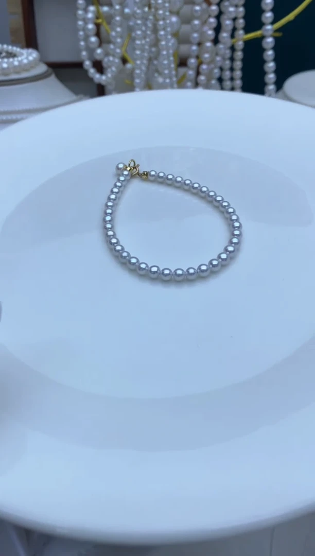 【闪购商品】淡水珍珠手链银S925镶嵌3-4.5