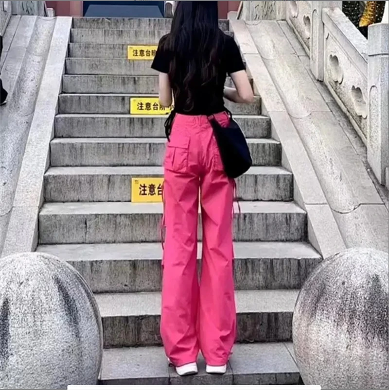 辣妹显瘦工装裤女薄款夏季帅气时尚高腰休闲裤宽松直筒潮流长裤