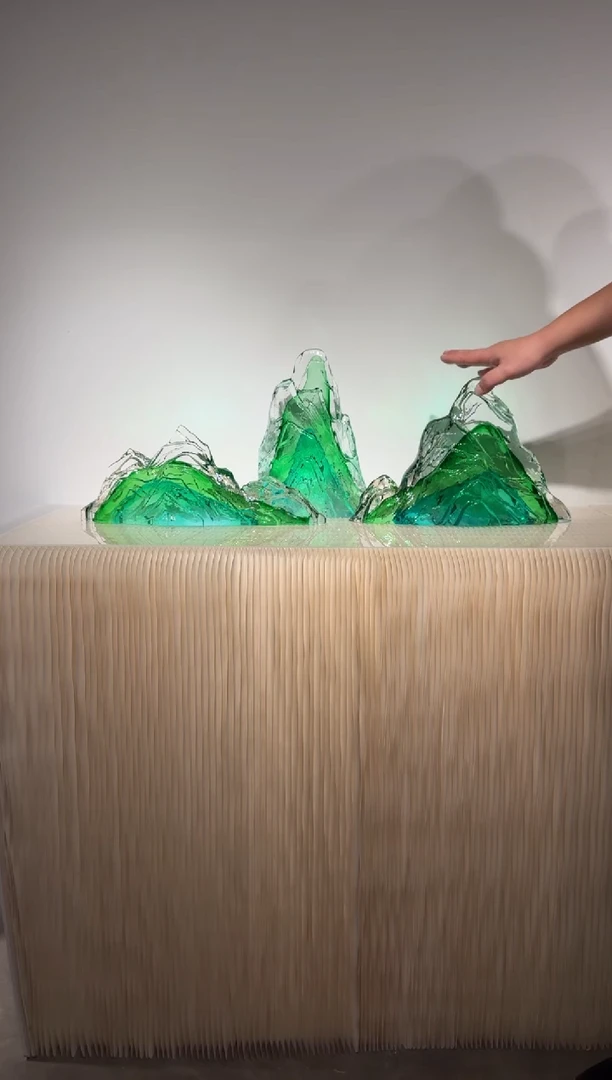 摆件璨石美学翡翠山一组艺术摆件