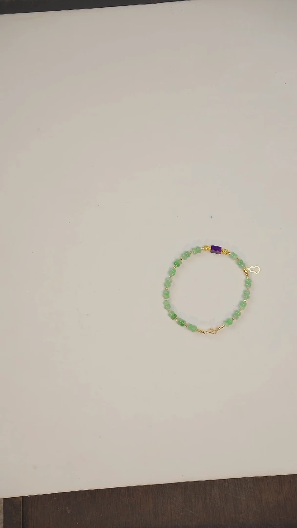 【闪购商品】翡翠手链18K金镶嵌手串