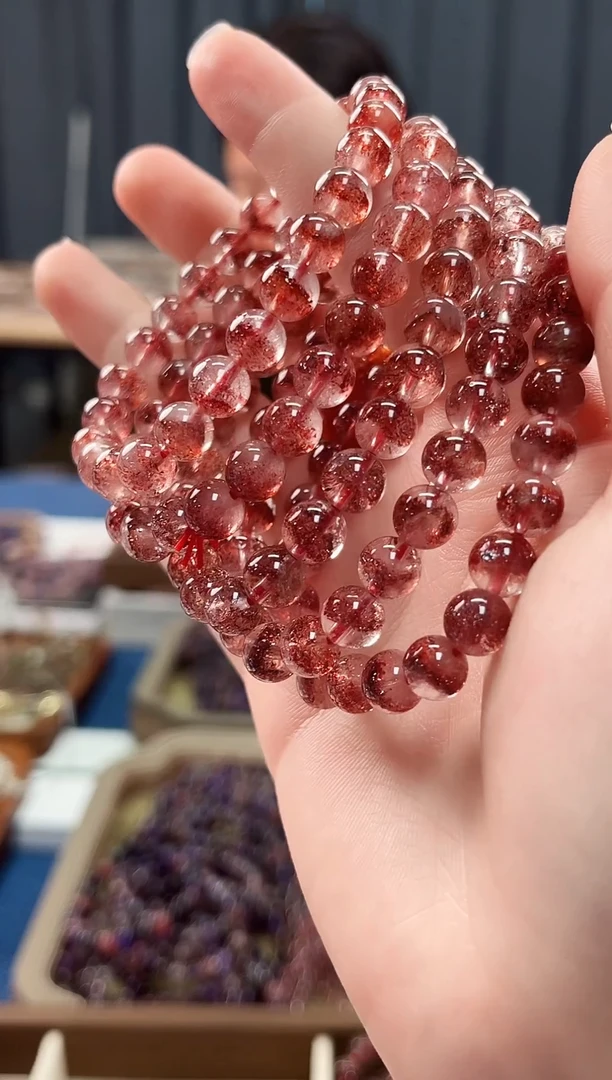 未镶嵌手串水晶金草莓超七单圈手串7mm【多样性发一】