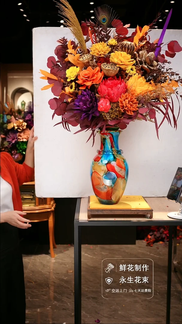 手工艺品琉璃手工花器花束空运包邮送货上门-以图片为准