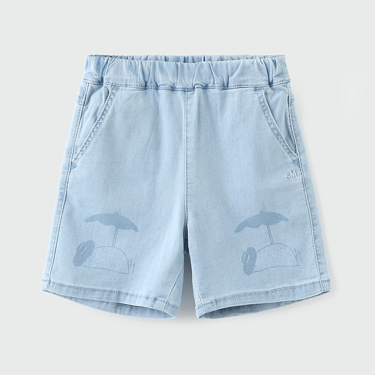 moimoln小云朵童装夏季新款男童牛仔五分裤男宝宝短裤浅色牛仔裤