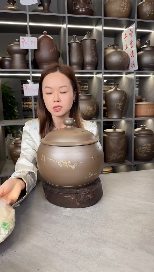 【闪购商品】罐本陶手作泥兴陶2-3斤装茶叶罐手工痕迹