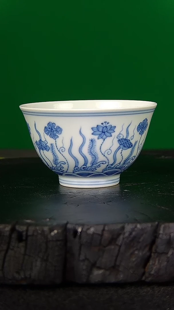 清风瓷来青花鱼藻纹主人杯