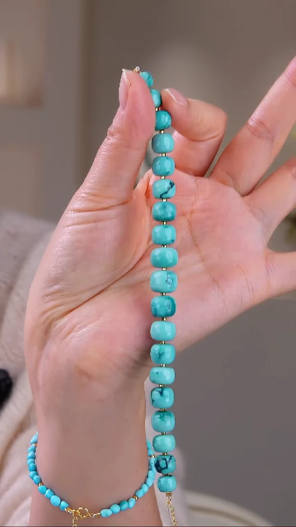 18K金镶嵌绿松石手链1