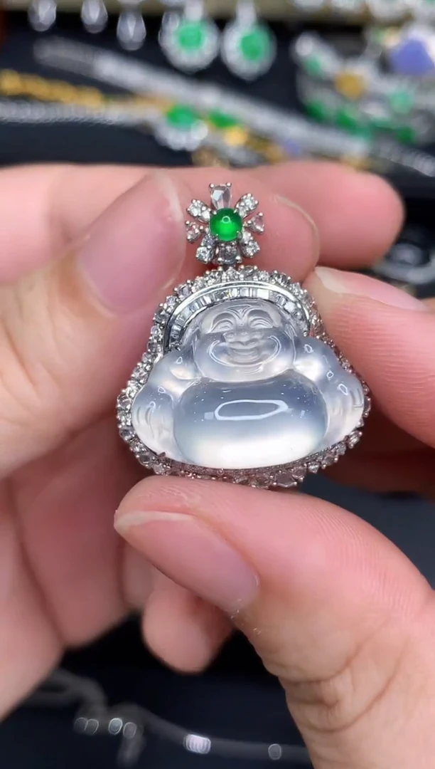 吊坠(不含链)18K金镶嵌翡翠642-春日珠宝