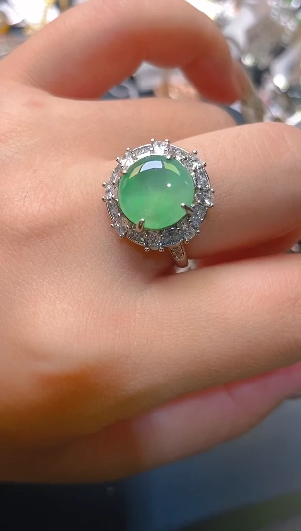 【闪购商品】翡翠耳饰银S925镶嵌天然A货翡翠1