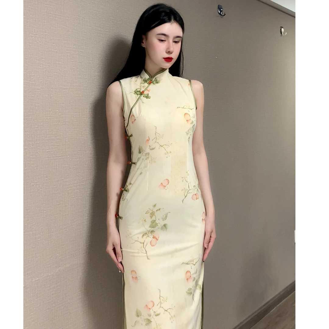 锦笙 |清予123cm（阿才专属）新中式改良清新文艺无袖拉链日常旗袍