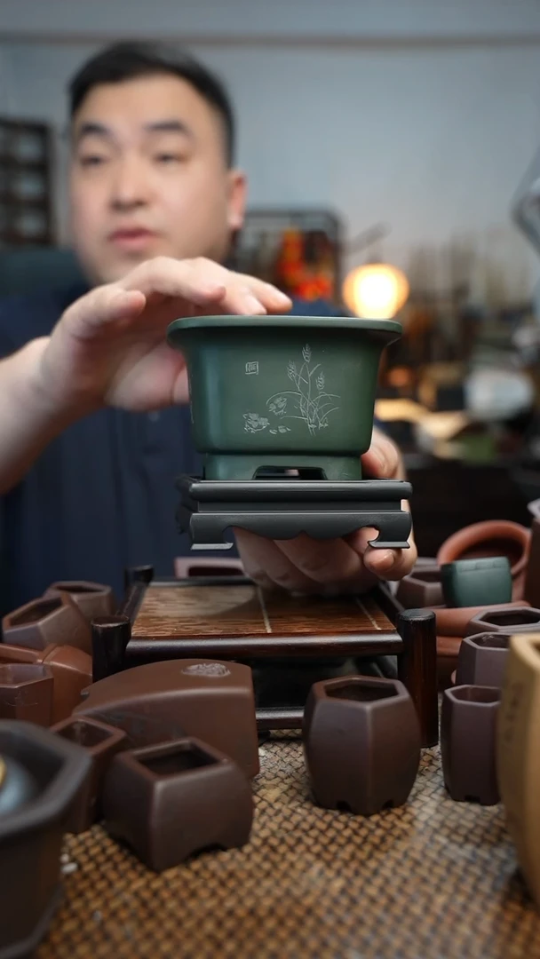 紫砂花盆長木軒精品紫砂11*7.5内口9*6