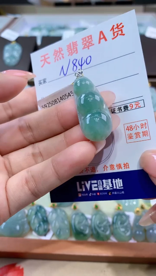 颈饰18K金镶嵌翡翠天然翡翠A货挂件