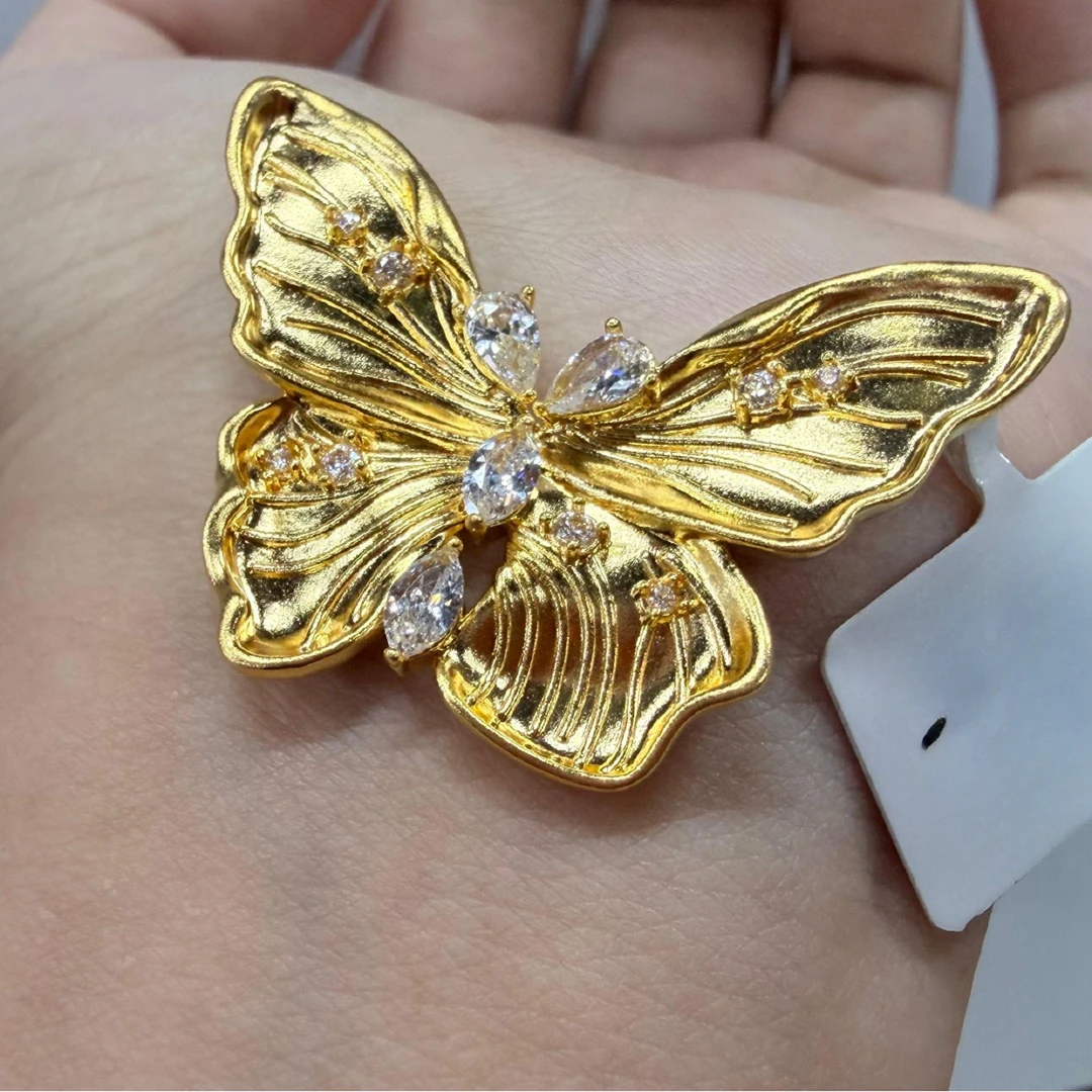 【金项链吊坠】亮光点钻大蝴蝶黄金吊坠5D足金999百搭附加【388/118】