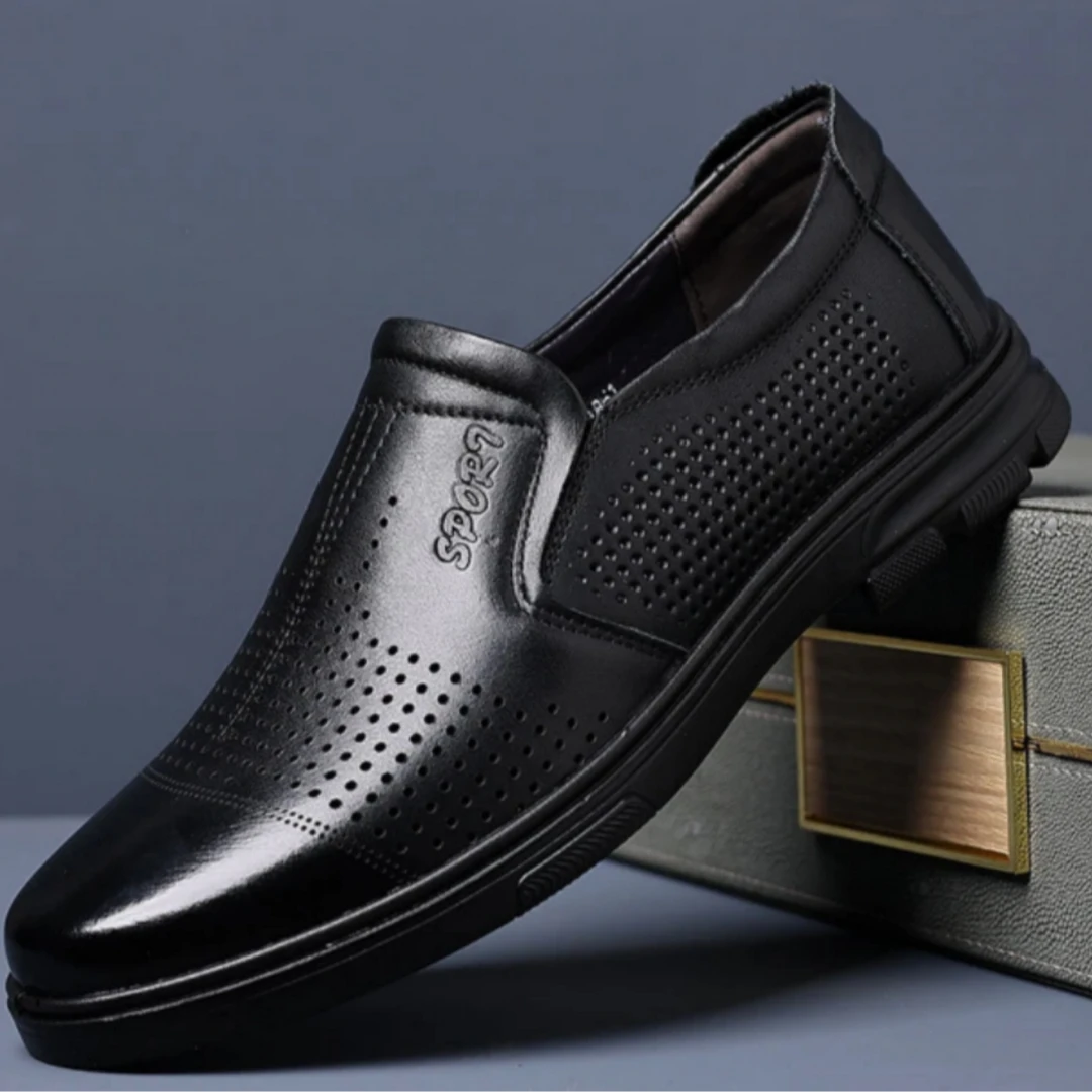 【真皮】男士新款冲孔皮鞋透气商务休闲皮鞋镂空男鞋