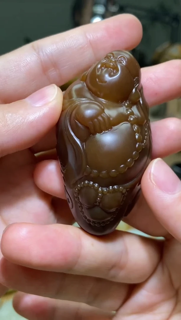未镶嵌和田玉把件新疆和田玉且末料糖玉佛公手把件