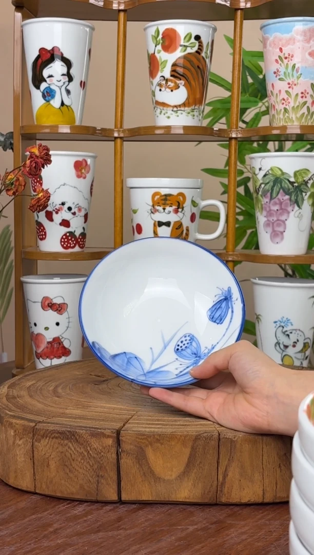 景德镇手绘釉中彩（食品级）小胖碗