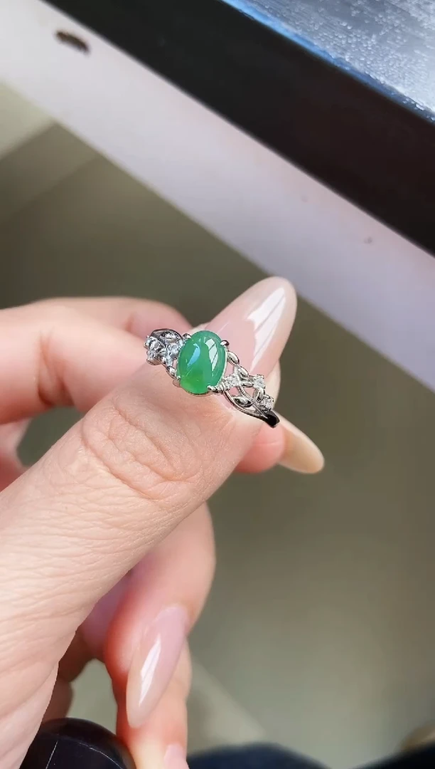 银S925镶嵌戒指翡翠12