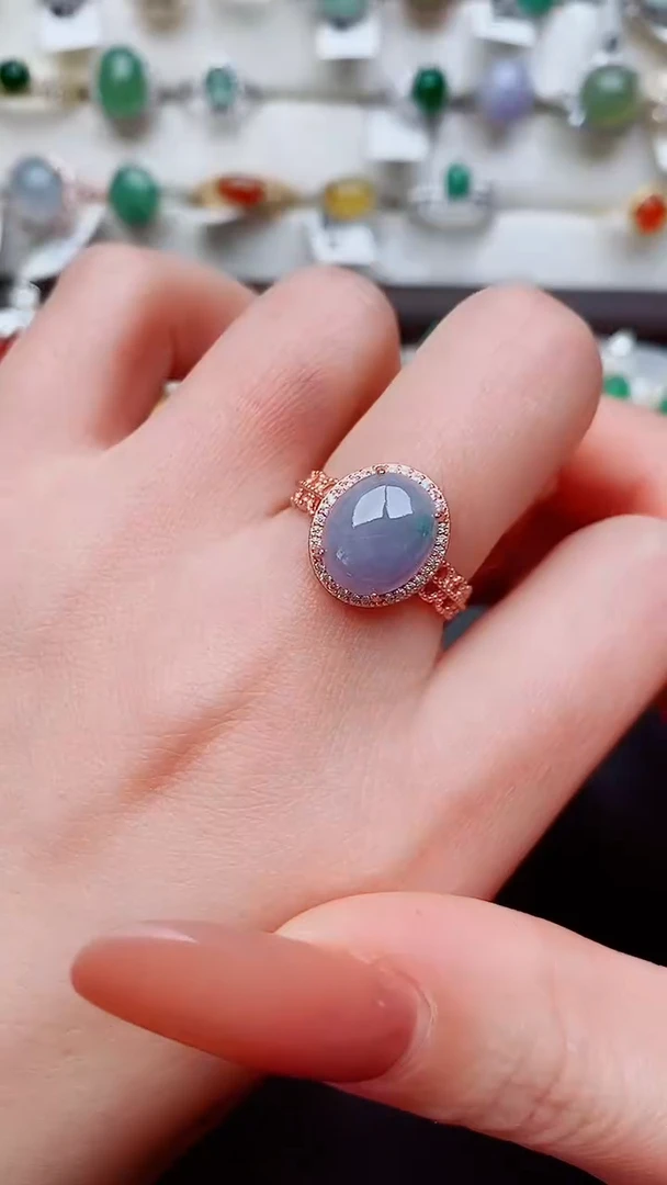 银S925镶嵌戒指翡翠...