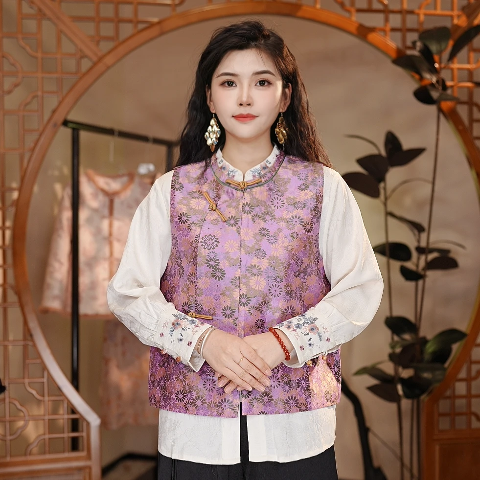 【斐韵】国风新中式复古印花马甲8836