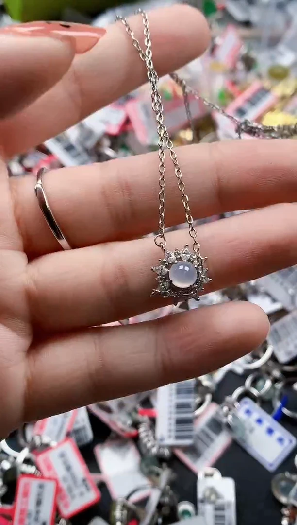 银S925镶嵌戒指翡翠天然A货缅甸翡翠