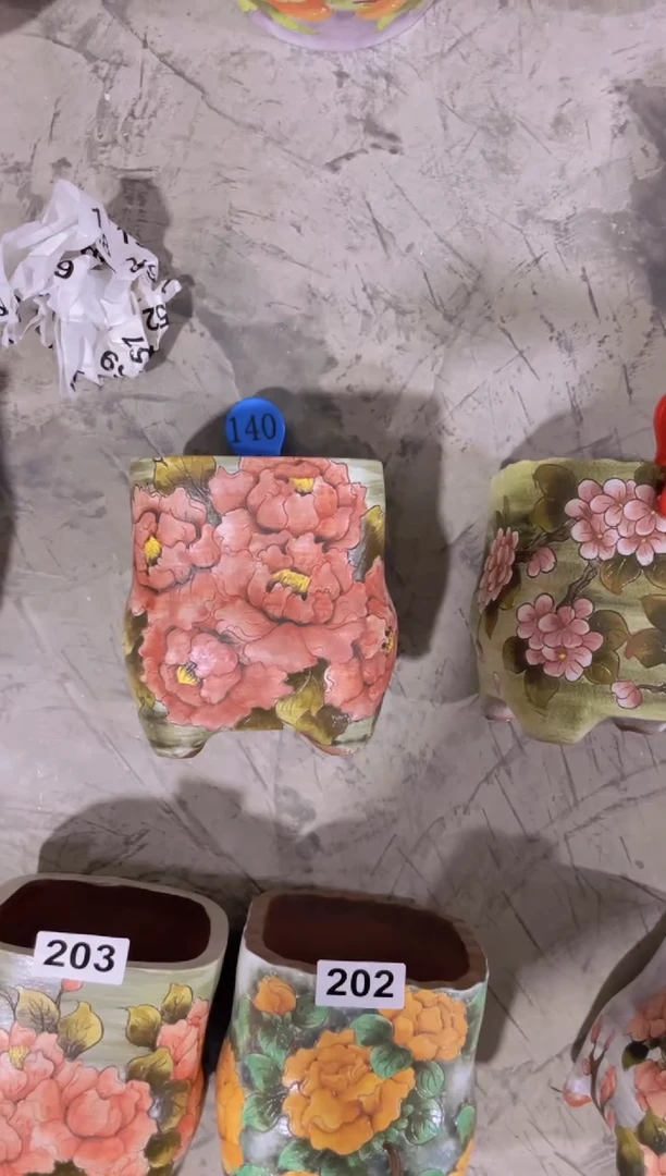 摆件140陶花岛花盆罐—手工痕迹默认，大小会有1-2公分误差