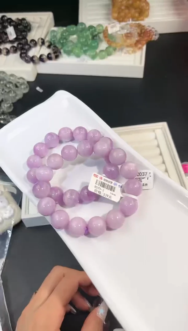 手串锂辉石未镶嵌多样性发一紫锂辉14mm