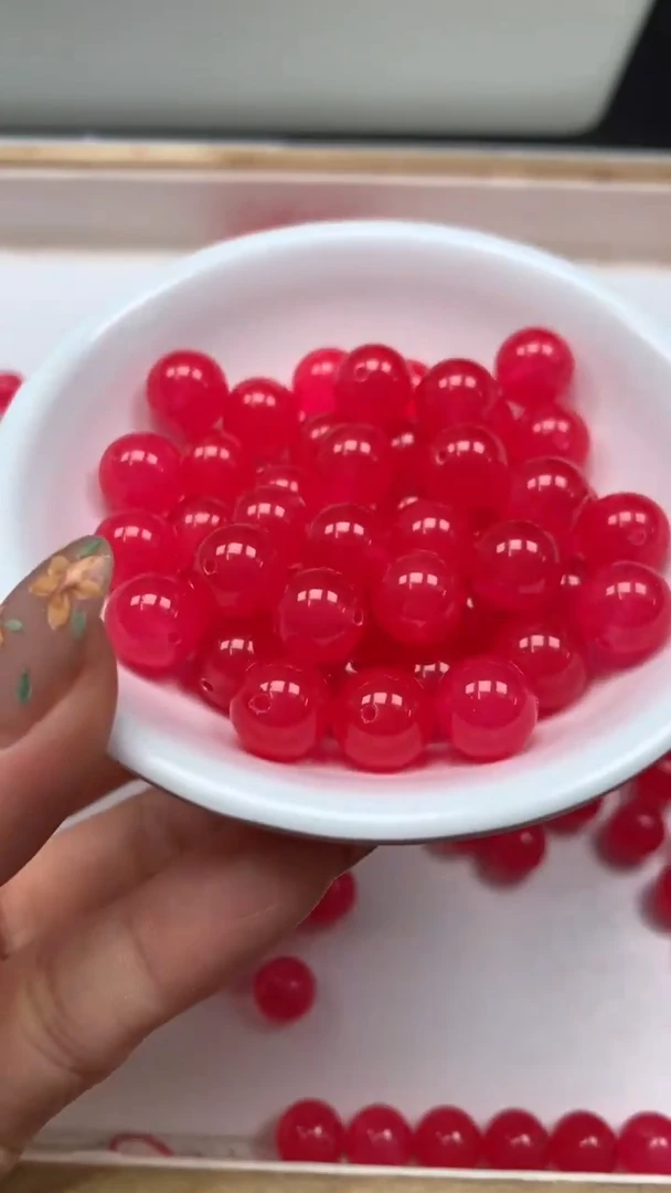 未镶嵌散珠玛瑙/玉髓E911 樱桃 红玛瑙10mm10颗5.8元