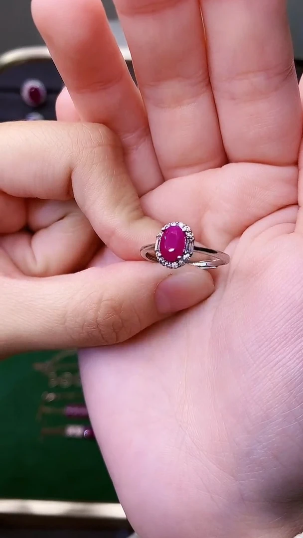 银S925镶嵌戒指红宝石65