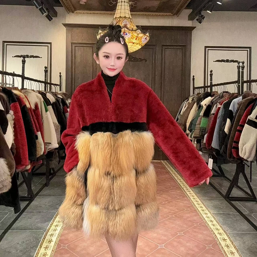 【DCP•Flagship store】 83447-B 新款时尚皮毛一体外套