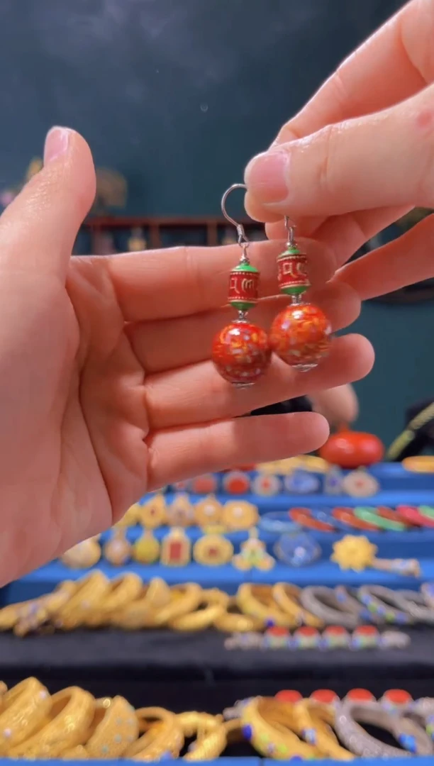 【闪购商品】非遗技艺  犀皮漆耳环 红