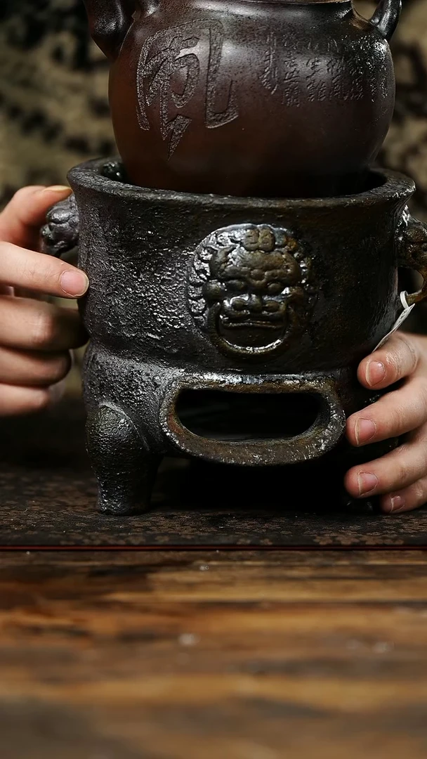 茶杯紫砂松风煮水壶，炉子 一套