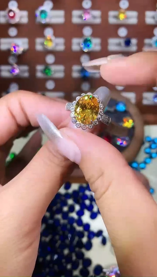 无925银金丝雀色戒指