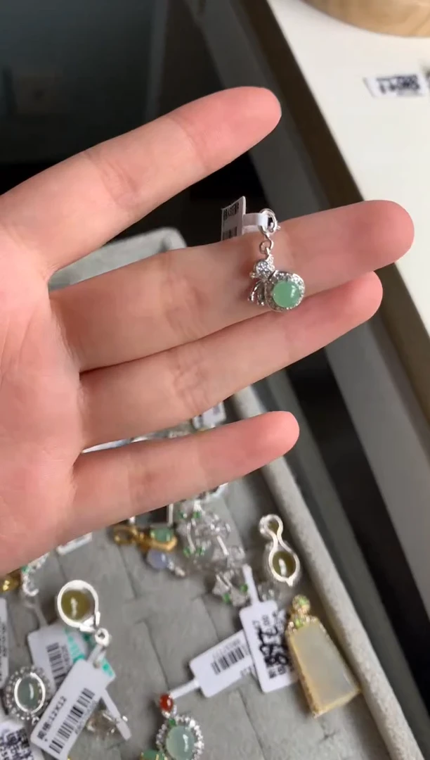 银S925镶嵌戒指翡翠吊坠7