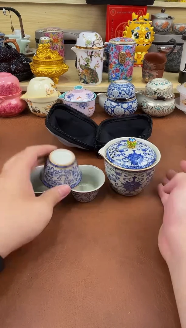 陶瓷茶具摆件旅行套组