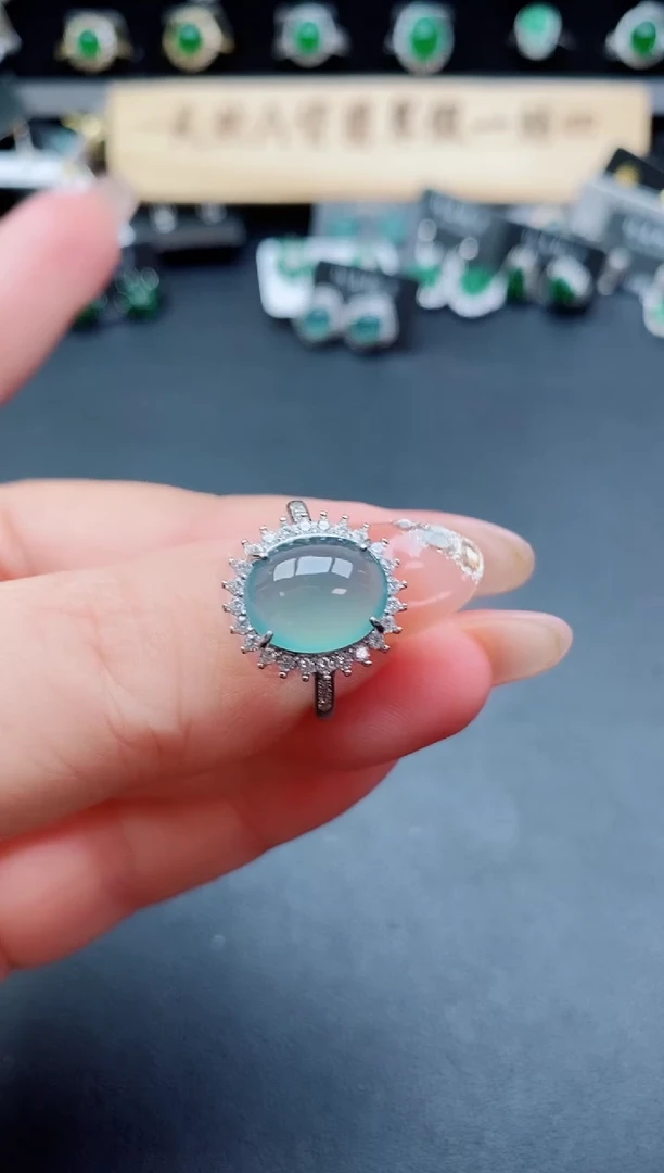 银S925镶嵌戒指翡翠1