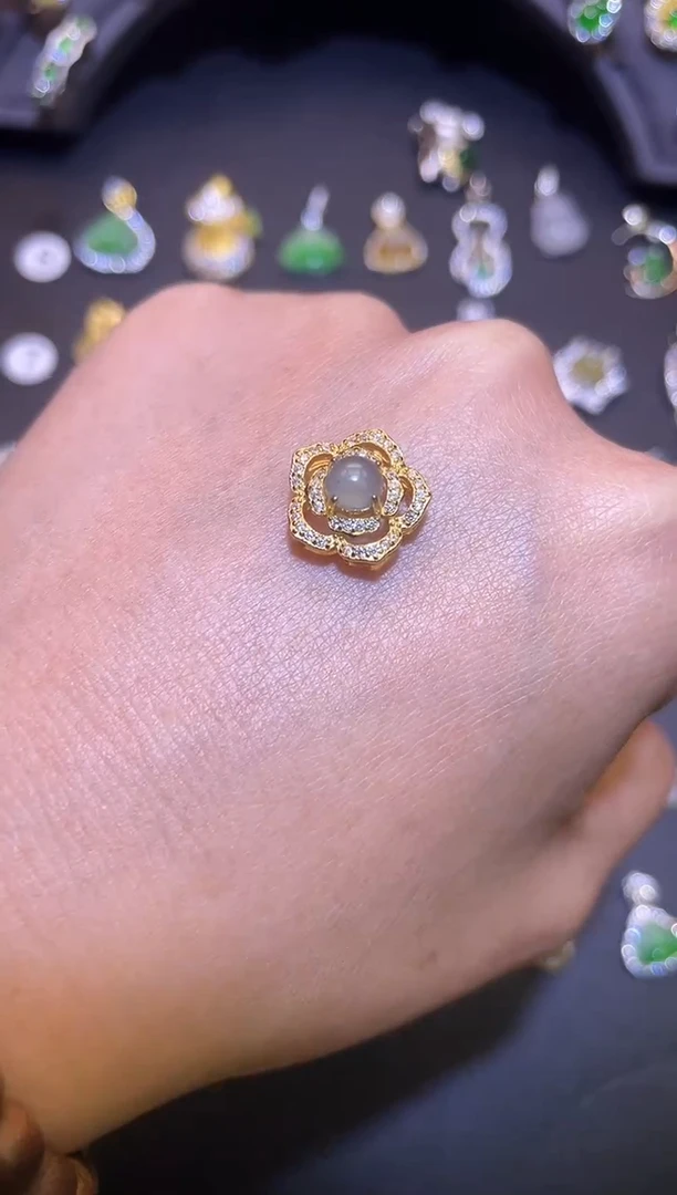 吊坠(不含链)银S925镶嵌翡翠1