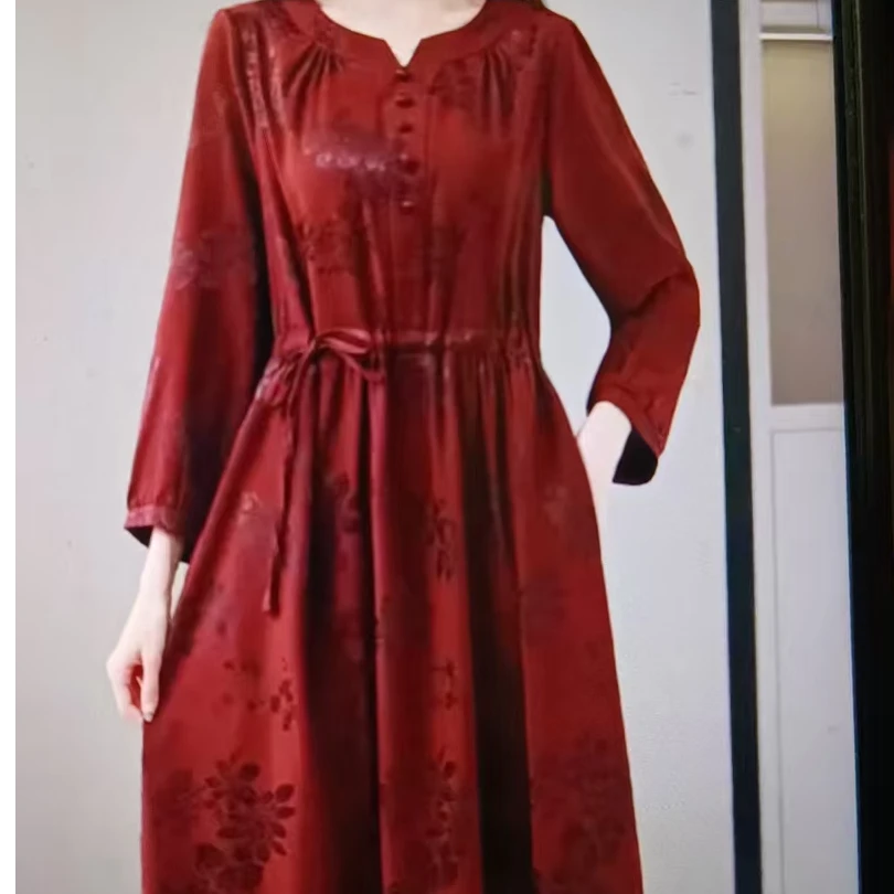 832【红云】高端订制连衣裙 休闲女士夏季复古宽松
