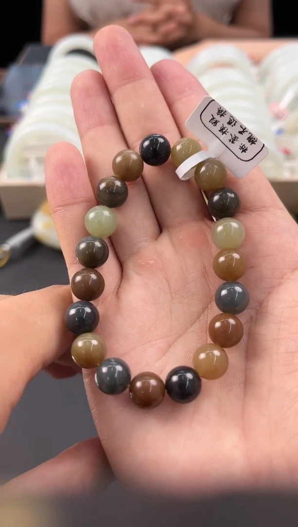 手串未镶嵌和田玉若羌楼兰三色手串卡10微色差