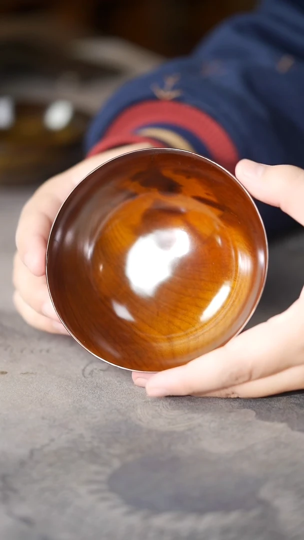 金丝楠762号阴沉满花手工大漆坚果盘11.5cm