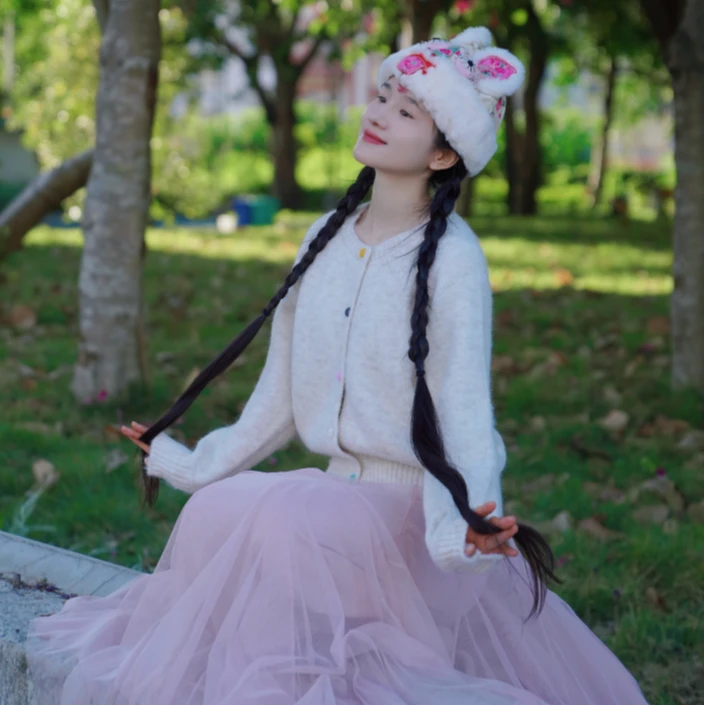 《白狐》花线工艺毛衣外套/上新福利