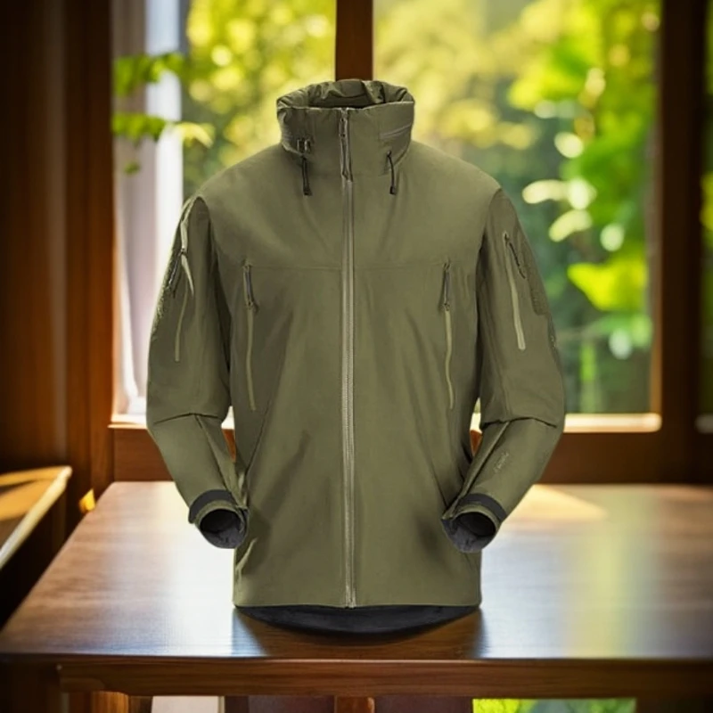 【三门发货】军鸟硬壳单冲连帽防水透气拉链舒适长袖夹克外套冲锋衣
