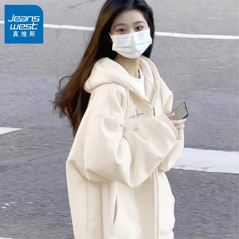 真维斯ins超火连帽卫衣女2025春秋冬新款外套韩版宽松开衫上衣潮