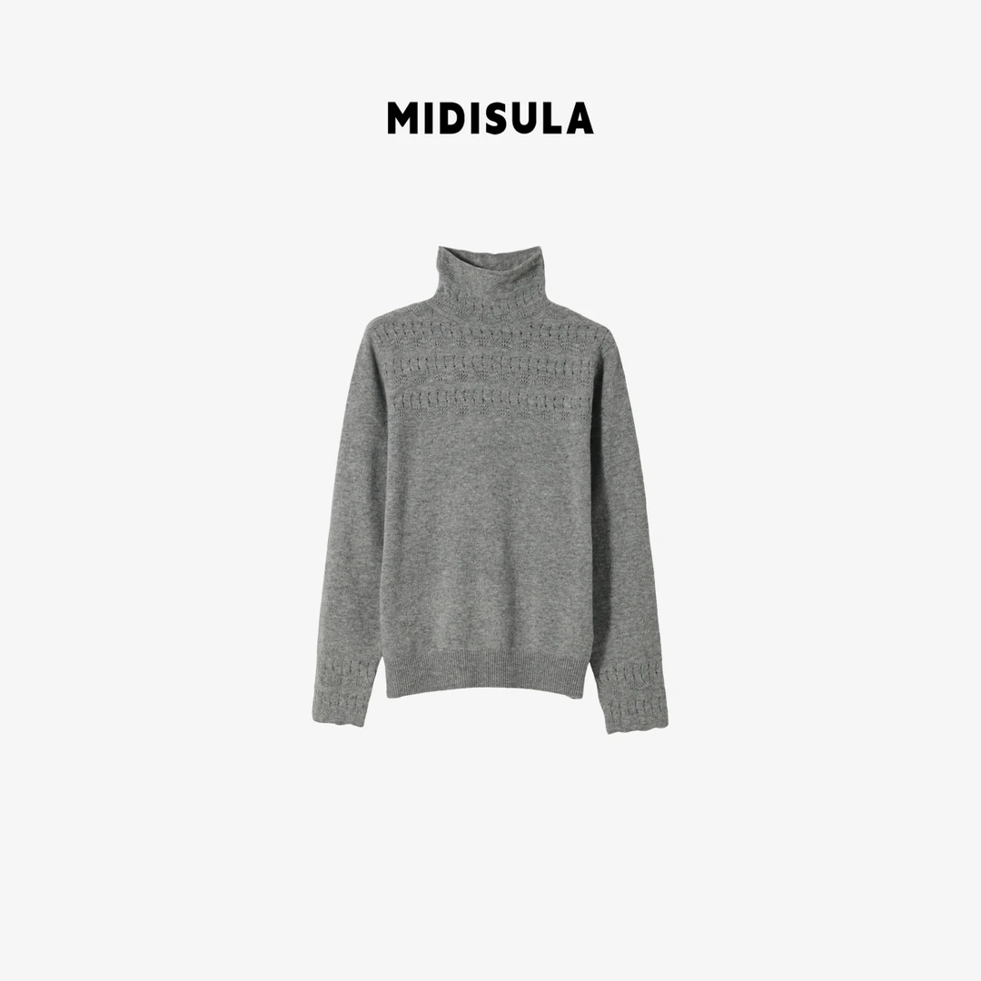 MDSL·韩系时尚洋气轻奢镂空高领绵羊毛衫衫#02227