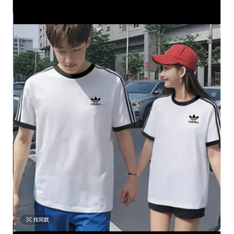 【奥莱撤柜内购】jennie同款男女同穿情侣纯棉短袖宽松显瘦t恤