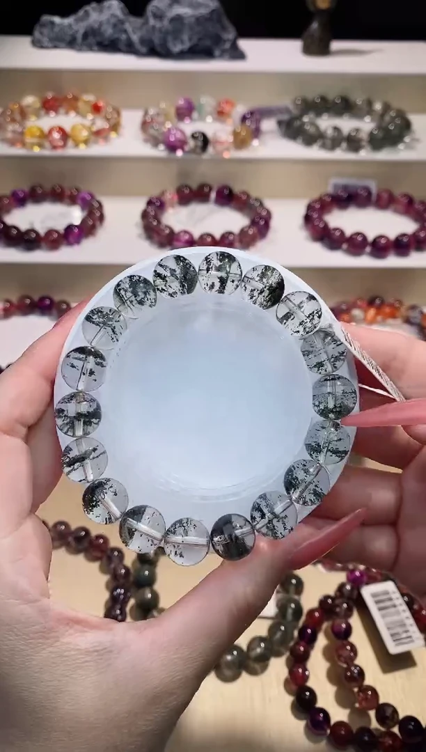 未镶嵌手链水晶满天星绿幽灵11m+