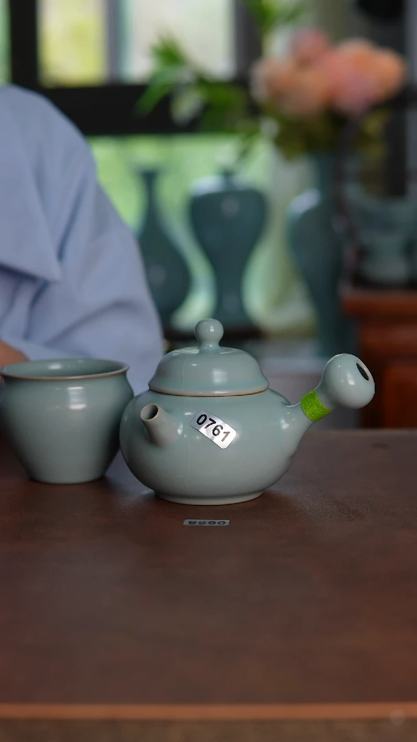 摆件761天青釉侧把150毫升全品