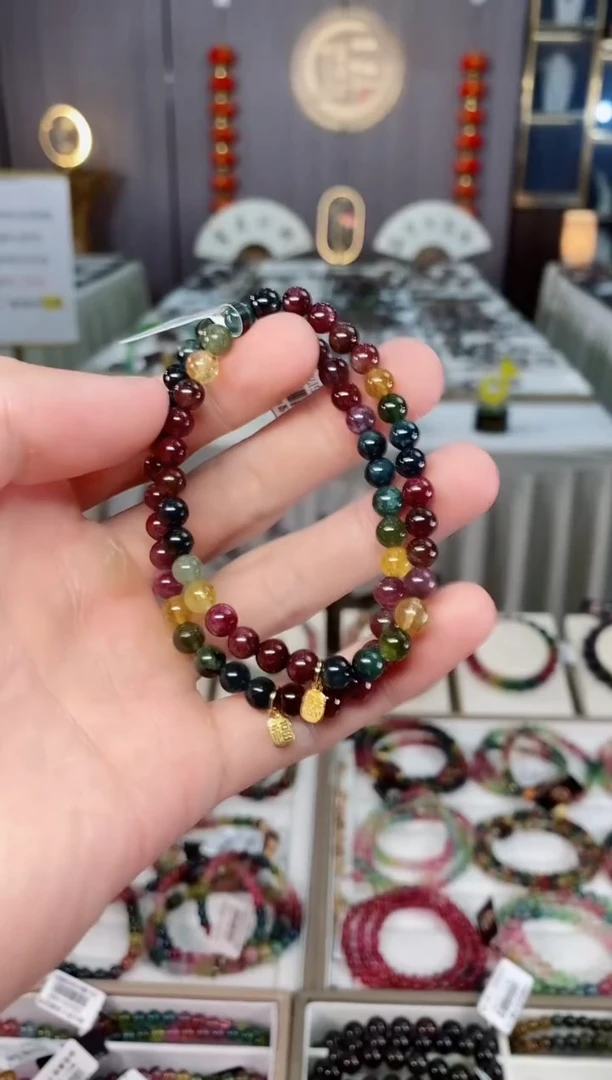 未镶嵌老矿碧玺单圈手串5mm+碧玺xion多样性发一条