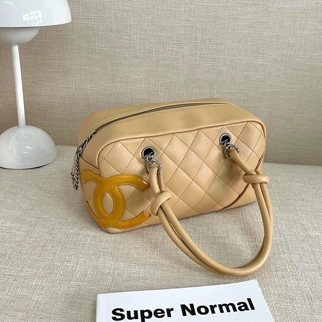 95新 Chanel/香奈儿 Chanel奶茶拼黄mini康鹏枕头包|1583