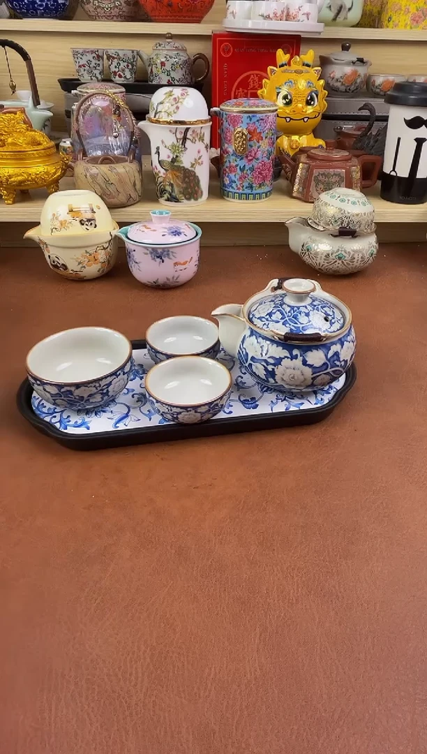 陶瓷茶具摆件旅行套组