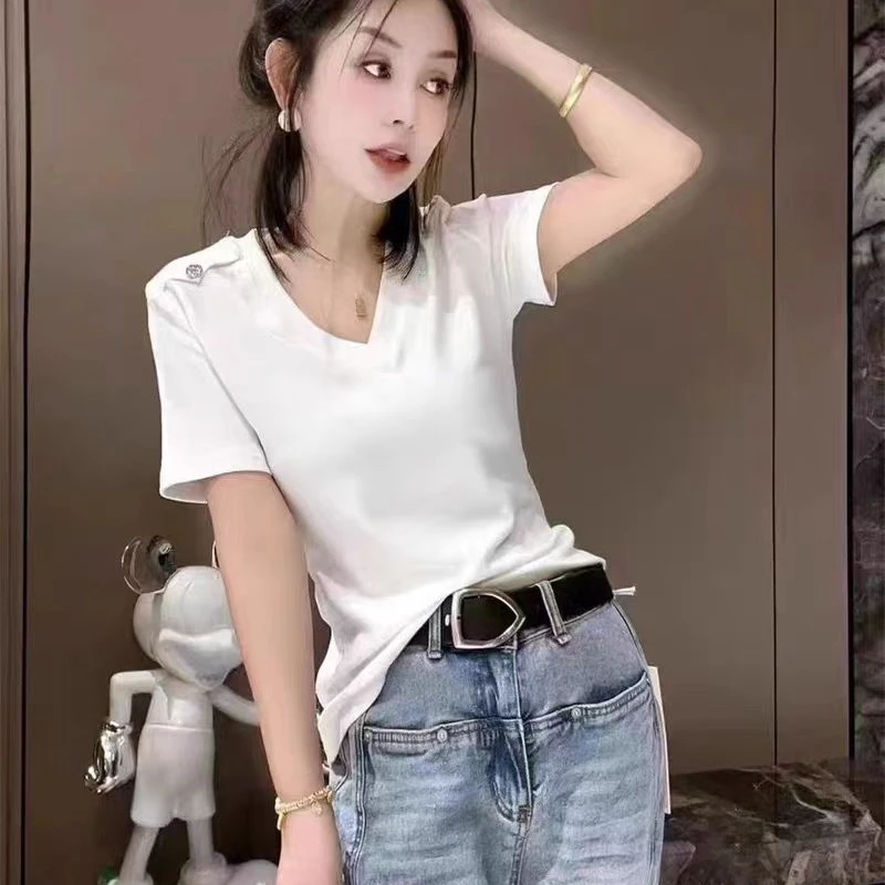 047休闲V领简约短袖